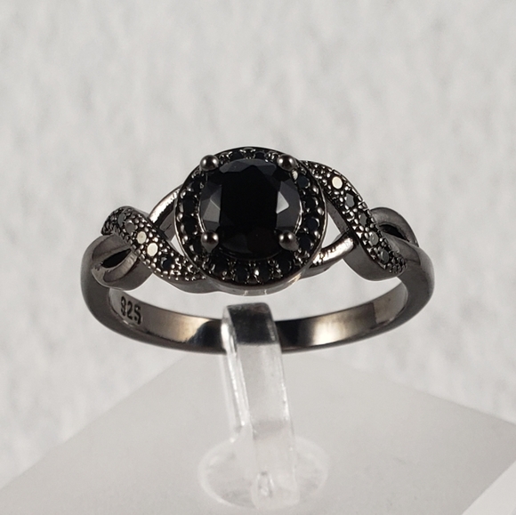 18k Over Sterling Black Ring
